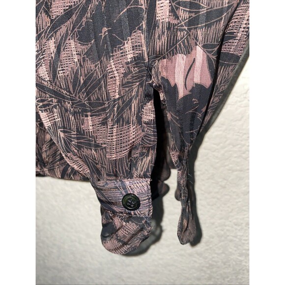 Vintage La Chine Sheer shirt Paisley Stripes Ruffle 14 mob Goth dark whimsical - Picture 7 of 12